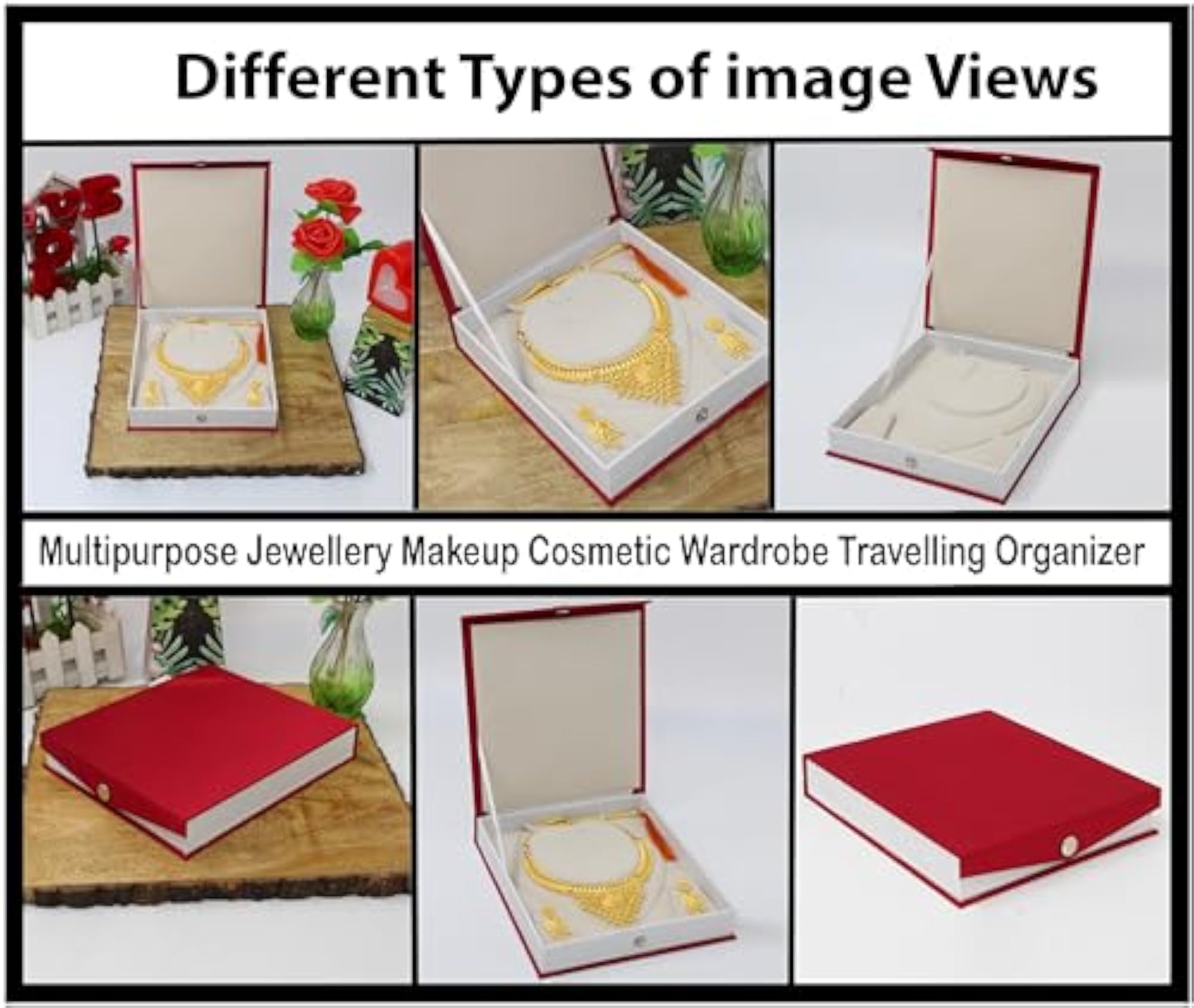 Satin Maroon Jewellery Box for Makeup and Accessories